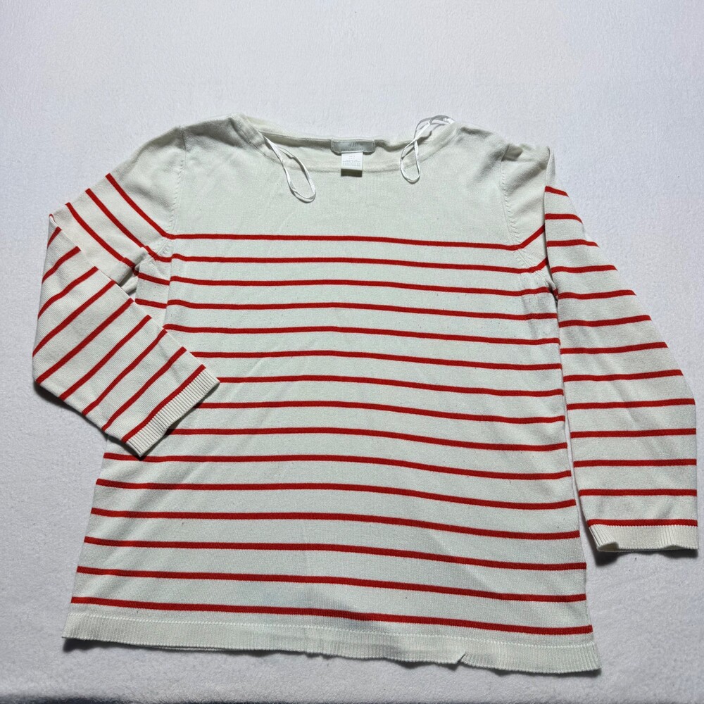 H&M Striped Long Sleeve Top Size S White Red